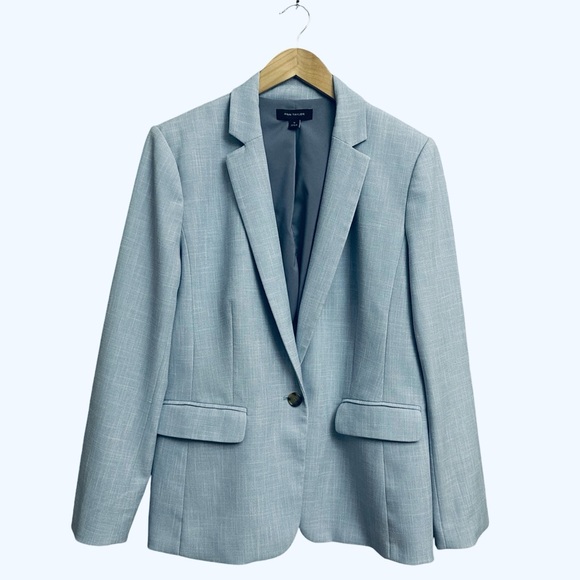 Ann Taylor The Notched One Button Blazer in Cross Weave Deep Wisteria - Picture 4 of 11